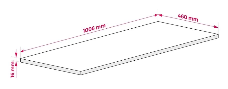 3xE Living Plateau pour armoire de salle de bain, couleur: Chêne Clair, dimensions: 100 x 45 x 1,6 cm