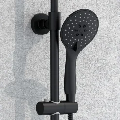 Kibath Poignée de douche Maneral 1 position ronde finition NOIR mat en ABS