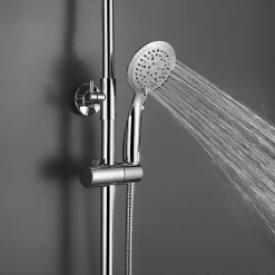 Kibath Poignée de douche manuelle 5 positions DUR ronde finition chrome brillant en ABS* Colonne De Douche Mécanique