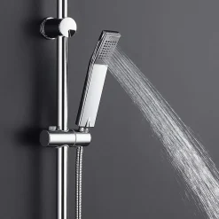 Kibath Poignée de douche manuelle 1 position carrée finition chrome poli en ABS* Colonne De Douche Mécanique