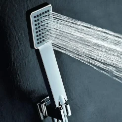 Kibath Poignée de douche manuelle 1 position carrée finition chrome poli en ABS* Colonne De Douche Mécanique