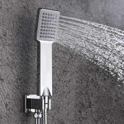 Kibath Poignée de douche manuelle 1 position carrée finition chrome poli en ABS* Colonne De Douche Mécanique