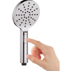 Kibath Poignée de douche ronde 3 positions NIRIA en finition chrome brillant en ABS* Colonne De Douche Mécanique