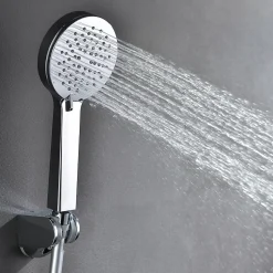Kibath Poignée de douche ronde 3 positions NIRIA en finition chrome brillant en ABS* Colonne De Douche Mécanique
