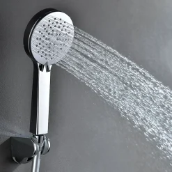 Kibath Poignée de douche ronde 3 positions NIRIA en finition chrome brillant en ABS* Colonne De Douche Mécanique