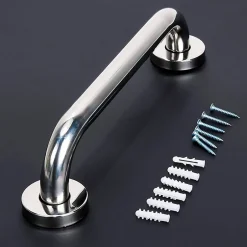 Kibath Poignée de sécurité antidérapante de 40 cm avec finition chromée polie en acier inoxydable* Barre D'Appui
