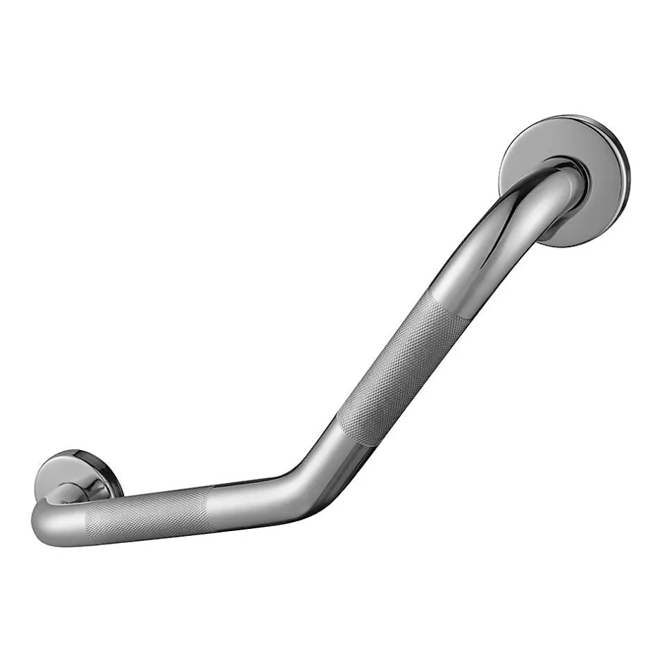 Kibath Poignée de sécurité antidérapante en forme de Z de 43 cm en acier inoxydable avec finition chromée polie