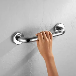 Kibath Poignée de sécurité lisse de 25 cm, finition chromée polie, en acier inoxydable* Barre D'Appui