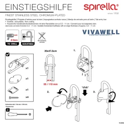 Spirella Poignée d'entrée pour le bain Acier Inox Chromé* Barre D'Appui