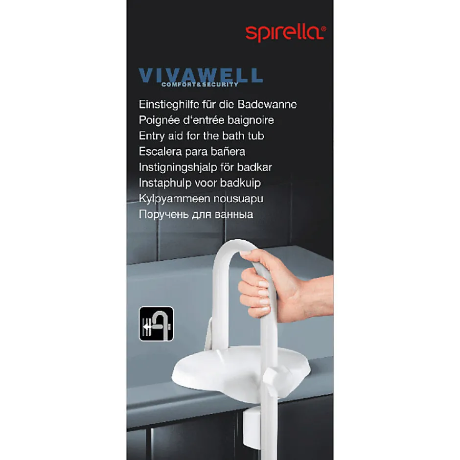 Spirella Poignée d'entrée pour le bain Acier Inox Blanc* Barre D'Appui