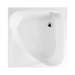 Polysan 90x90 cm Carmen baignoire d'angle gain de place 95 L en acrylique, sans pieds, orientation droite, blanc (29611)