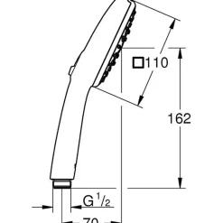 Grohe Pommeau de douche - Vitalio Comfort 110 26092001 - 3 jets Pluie/Stimulant/Massage - Sélection facile -Economie d'eau -C* Pommeau De Douche, Flexible Et Barre De Douche