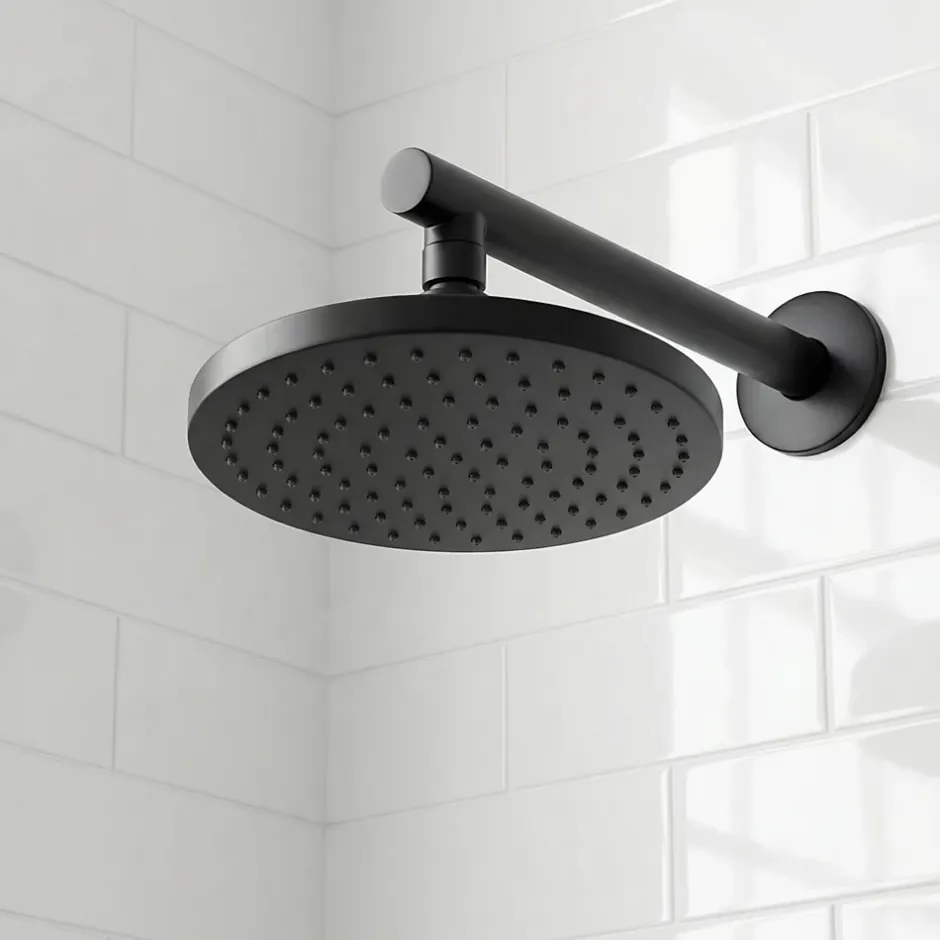 GoodHome Pommeau de douche 1 jet rond, noir, Cavally