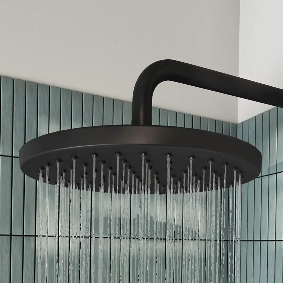 GoodHome Pommeau de douche 1 jet rond, noir, Cavally