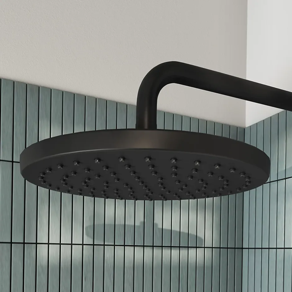 GoodHome Pommeau de douche 1 jet rond, noir, Cavally