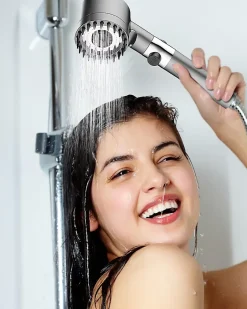 Deko Pommeau de douche à main - Avec filtre - Haute pression - Économie d'eau - Buse en silicone