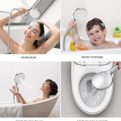 Auralum Max Pommeau de douche avec 4 en 1 avec Fonction Spray Pomme de douche Kit de douche