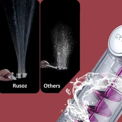 Deko Pommeau de douche avec hélice - 3 modes - Ventilateur haute pression intégré avec bouton d'arrêt - Argenté* Pommeau De Douche, Flexible Et Barre De Douche