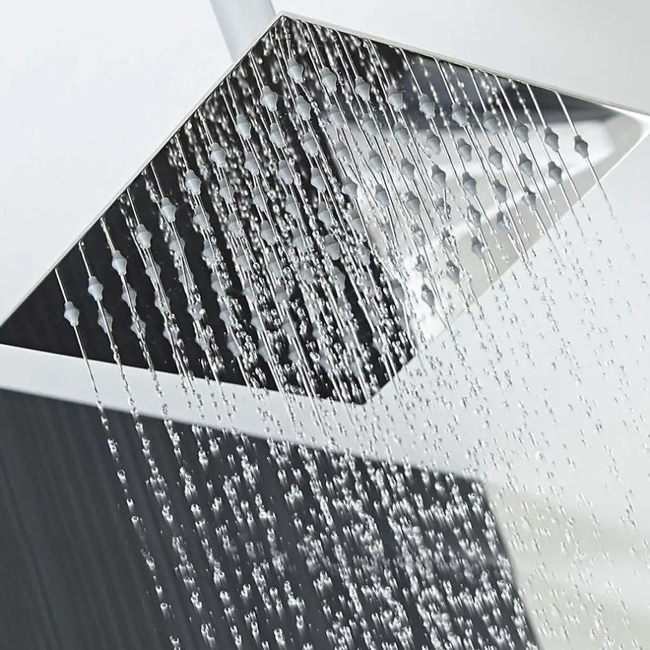 Kibath Pommeau de douche carré 30x30 cm, finition chrome poli, en laiton