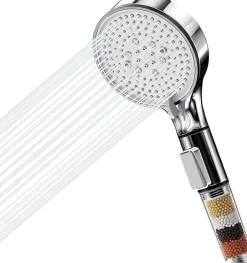 Deko Pommeau de Douche, Douchette avec Filtre, Pommeau de Anti Calcaire Douche Haute Pression, Pommeau Douche avec 5 Modes, Argent* Pommeau De Douche, Flexible Et Barre De Douche