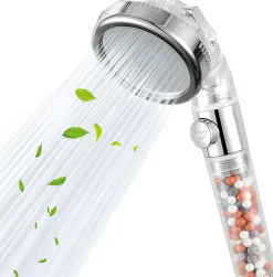 Vendos85 Pommeau de douche filtrant rond 3 modes avec pause