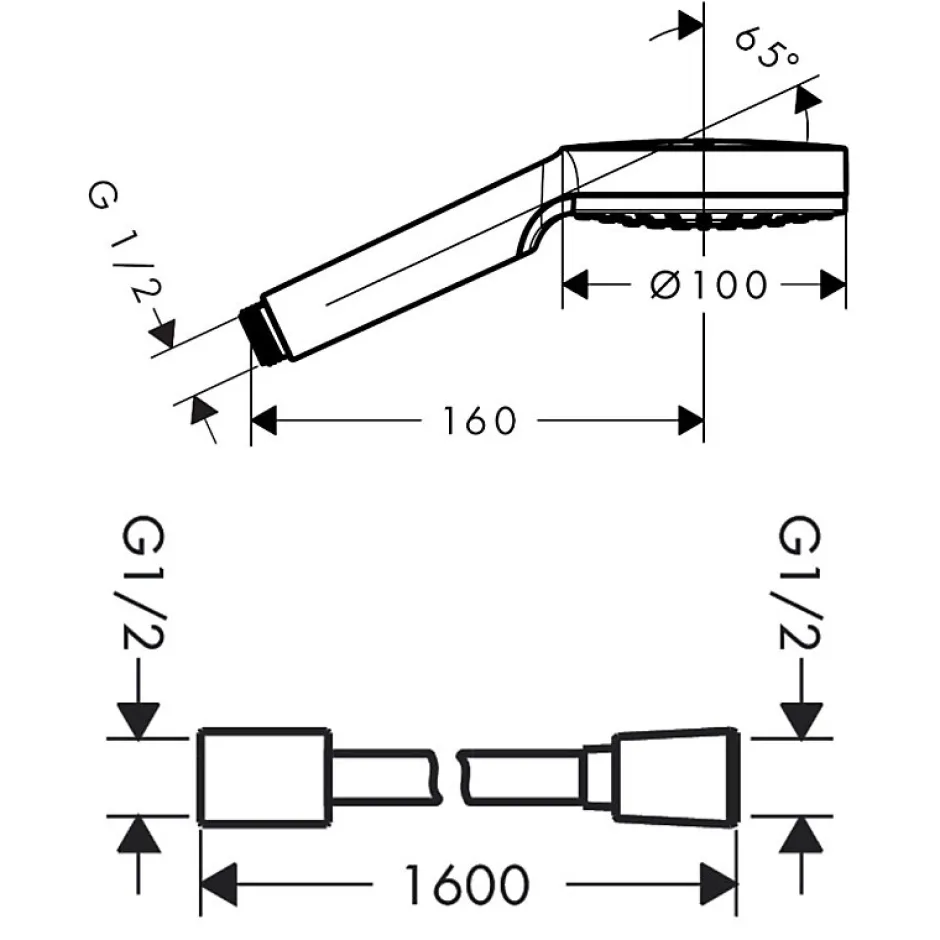 Hansgrohe Pommeau de douche Crometta + Flexible Designflex 160 cm chromé