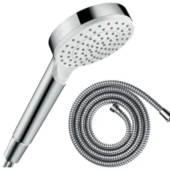 Hansgrohe Pommeau de douche Crometta EcoSmart blanc/chromé + flexible de douche 2 m Metaflex chromé