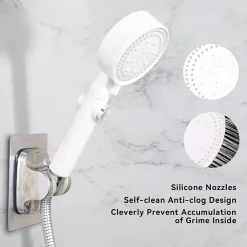 Deko Pommeau de douche haute pression, économie d'eau, 5 jets, idéal pour le bain et le spa, anticalcaire, haute pression (blanc)