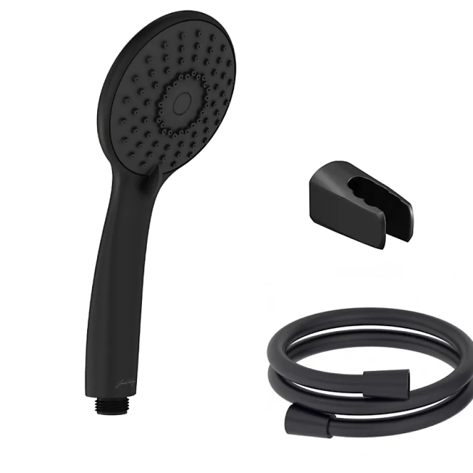 Jacob Delafon Pommeau de douche Juliette noir mat + flexible et support de douche noir mat