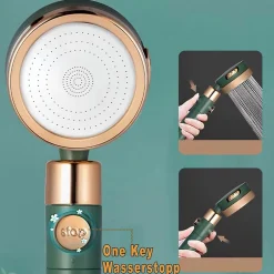 Deko Pommeau de douche, pommeau de douche à économie d'eau et anticalcaire, arrêt d'eau à un bouton - ABS - (bleu fumé)* Pommeau De Douche, Flexible Et Barre De Douche