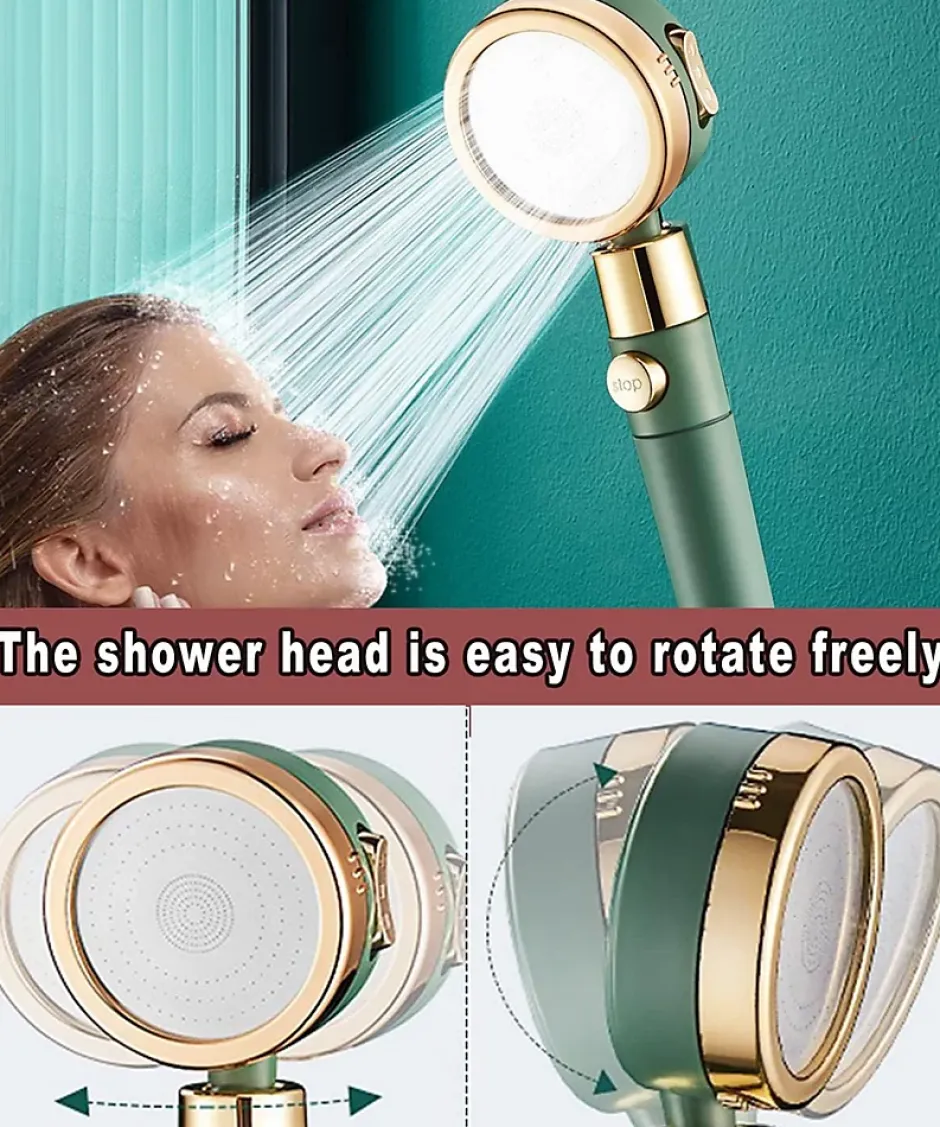 Deko Pommeau de douche, pommeau de douche à économie d'eau et anticalcaire, arrêt d'eau à un bouton - ABS - (bleu fumé)* Pommeau De Douche, Flexible Et Barre De Douche