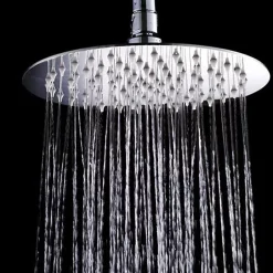 Kibath Pommeau de douche rond de 20 cm avec finition chromée brillante en laiton* Colonne De Douche Mécanique
