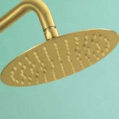 Kibath Pommeau de douche rond de 25 cm avec finition or brossé en acier inoxydable* Colonne De Douche Mécanique