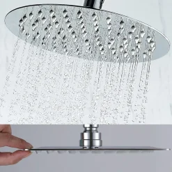 Kibath Pommeau de douche rond de 30 cm avec une finition chromée brillante en laiton