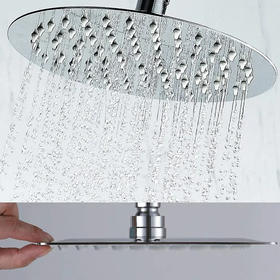 Kibath Pommeau de douche rond de 30 cm avec une finition chromée brillante en laiton