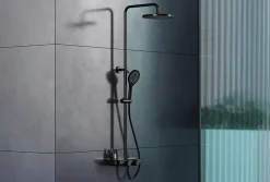 Bernstein Pommeau de douche Tête de douche rectangulaire en ABS à effet pluie et buses anti-calcaire - 25,4cm - D2201R - Noir mat* Pommeau De Douche, Flexible Et Barre De Douche