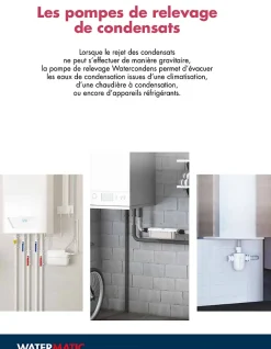 Watermatic Pompe de relevage des condensats de chaudières GAZ à condensation WATERCONDENS (prévoir WATERNEUTRAL en option)* Wc Chimique Et Broyeur