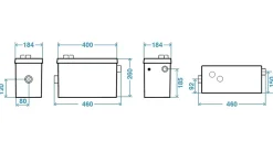 Planus Pompe de relevage pour cuisine et boinderie GEBERIT INSTALLED modèle Geyser , 100 C, 2 entrées