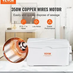 Vevor Pompe macératrice 350W, 3 entrées eau, 6000 L h, relevage 7 m, eaux usées sous-sol cuisine.* Wc Chimique Et Broyeur