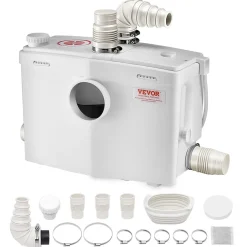 Vevor Pompe macératrice 1200W, sanitaire 4 entrées eau, 180 L min, ht. refoulement 10 m.