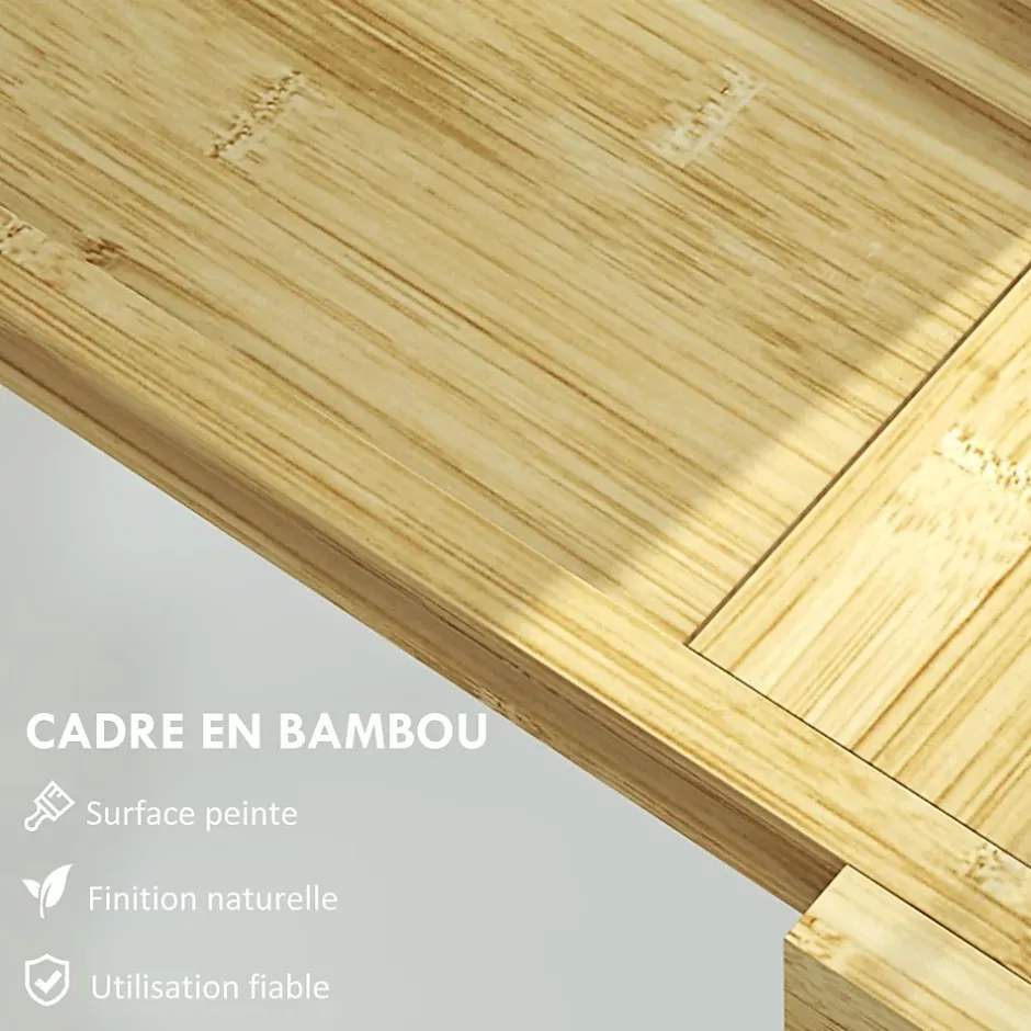 Homcom Pont plateau de baignoire extensible 75-109L cm - porte-gobelet et savon - bambou verni