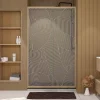 Aurlane Porte de douche 120 coulissante HINATA - style Japandi courbes douces - Cadre effet Bois - Verre 6mm