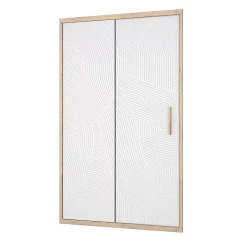 Aurlane Porte de douche 120 coulissante HINATA - style Japandi courbes douces - Cadre effet Bois - Verre 6mm