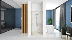 Rea Porte de douche à entrouvrir Rapid Swing Brushed Gold 90* Porte De Douche