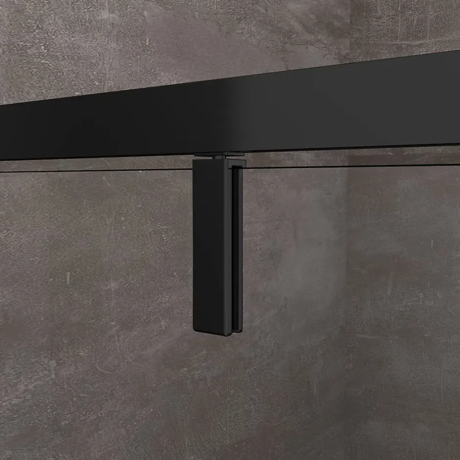 Laneri Porte de douche à ouverture battante roto-translante avec pivots asymétriques, cadre noir mat réversible Cm 116-119 H 200