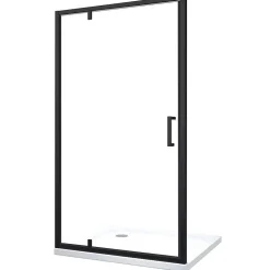 Laneri Porte de douche à ouverture battante roto-translante avec pivots asymétriques, cadre noir mat réversible Cm 86-89 H 200* Porte De Douche