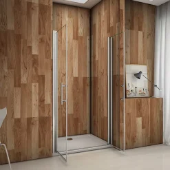 AICA Sanitaire Porte de douche battante 120cm en verre anticalcaire Porte de douche Hauteur 197cm