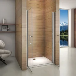 AICA Sanitaire Porte De Douche Battante 80x187cm Porte De Douche Installation En Niche Ouverte Vers L'intérieur Ou L'extérieur* Porte De Douche
