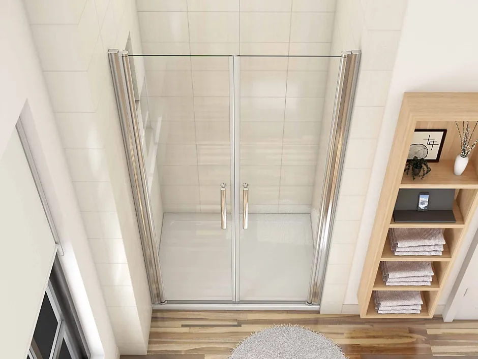 AICA Sanitaire Porte de douche battante 90cm en verre anticalcaire Porte de douche Hauteur 187cm