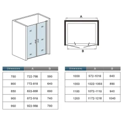 AICA Sanitaire Porte de douche battante 75cm en verre anticalcaire Porte de douche Hauteur 197cm
